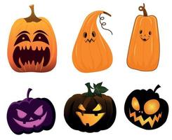 pompoen halloween objecten tekenen symbolen vector illustratie abstract met witte achtergrond