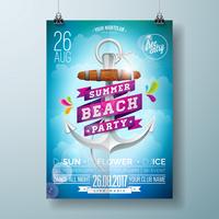 Vector zomer Beach Party Flyer ontwerpen met typografisch ontwerp