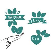 hand- getrokken tekening eco natuurlijk etiket illustratie vector