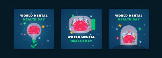 social media postsjabloon voor werelddag voor geestelijke gezondheid. campagne voeren voor het belang van het behoud van de geestelijke gezondheid. vector