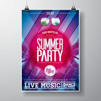 Vector zomer Beach Party Flyer ontwerpen met typografische elementen