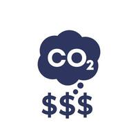 koolstof uitstoot kosten icoon, co2 gas- prijs, vector teken