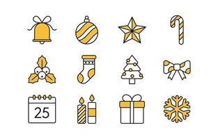 eenvoudige kerst lijn iconen set vector