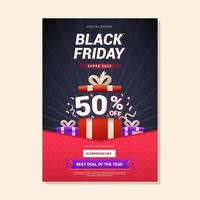 zwarte vrijdag verkoop poster concept met geschenkdoos vector