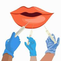 vector geïsoleerd illustratie van lip injecties. lip vergroting.