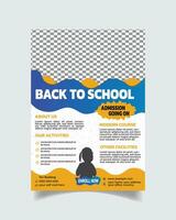 terug naar school- folder ontwerp en school- toelating brochure ontwerp a4 vector