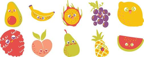 aantrekkelijk schattig fruit tekening stijl illustratie reeks vector
