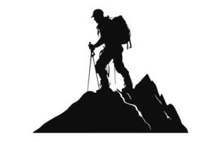 een silhouet van alpinist beklimming zwart vector