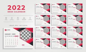 creatieve moderne rode 2022 bureaukalender ontwerpsjabloon vector