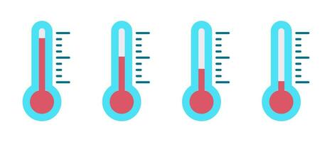 temperatuur, thermometer icoon reeks in vlak stijl. weer symbool vector