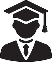 vlak, minimaal diploma uitreiking hoed icoon vector silhouet wit achtergrond 11