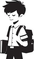 een jongen gaan naar school- vector kunst illustratie zwart kleur