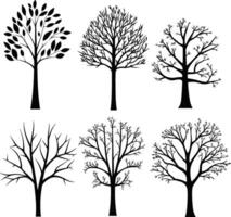 verzameling geïsoleerd boom symbool silhouet stijl Aan wit achtergrond. kan worden gebruikt voor uw werk. ai gegenereerd illustratie. vector