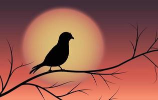 vogel silhouet op boom vector