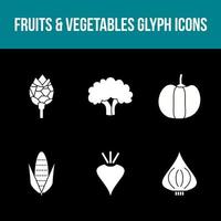 unieke fruit en groente vector icon set