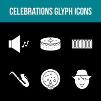 unieke viering glyph vector icon set