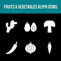 unieke fruit en groente vector icon set