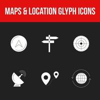 prachtige kaarten en locatie glyph icon set vector