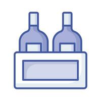 bewerkbare icoon van wijn flessen krat, bier flessen binnen houten krat vector