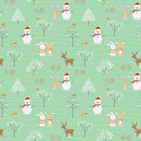 kerst naadloos patroon met schattige dieren die blij zijn met de winter voor decoratief, kinderproduct, stof, textiel of alle prints vector