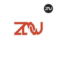 brief zmw monogram logo ontwerp vector