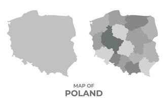 grijswaarden vector kaart van Polen met Regio's en gemakkelijk vlak illustratie