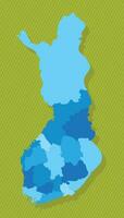 Finland kaart met Regio's blauw politiek kaart groen achtergrond vector illustratie