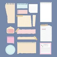 papieren notities schrift lineaire pagina's lijsten notebooks verschillende formaten gestripte notities vector