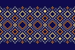 indigo marine blauw meetkundig traditioneel etnisch patroon ikat naadloos patroon grens abstract ontwerp voor kleding stof afdrukken kleding jurk tapijt gordijnen en sarong aztec Afrikaanse Indisch Indonesisch vector