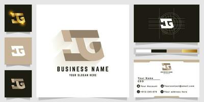 brief jg of jtg monogram logo met bedrijf kaart ontwerp vector