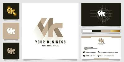 brief nk of vk monogram logo met bedrijf kaart ontwerp vector