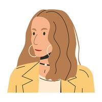 Dames in jasje geïsoleerd. mode brunette meisje. modieus dame in gewoontjes kleren. mooi vrouw karakter Aan wit. modieus levensstijl. tekenfilm vlak vector illustratie