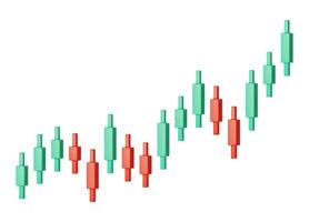 3d groei voorraad diagram geïsoleerd. geven voorraad kaars shows groei of succes. financieel item, bedrijf investering, financieel markt handel. geld en bankieren. vector illustratie