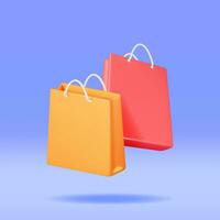 3d boodschappen doen zak geïsoleerd. geven realistisch geschenk tas. uitverkoop, korting of opruiming concept. online of kleinhandel boodschappen doen symbool. mode handtas. vector illustratie