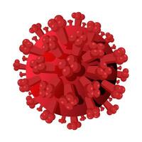 coronavirus bacterie model- geïsoleerd Aan wit achtergrond. corona virus 2019 ncov, ziekmakend micro-organisme. rood virus bacterie cel, covid 19 influenza ziekte. vlak vector illustratie