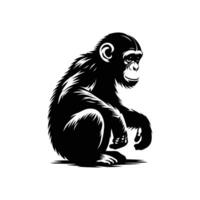 chimpansee silhouet, artistiek vector renderen