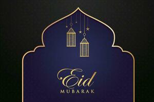 Ramadan eid mubarak groet kaart met moskee silhouet vrij vector illustratie