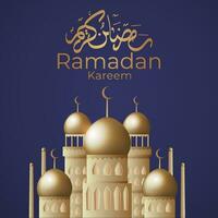 Ramadan kareem groet kaart met goud halve maan en lantaarns vector