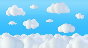 mooi pluizig wolken Aan blauw lucht achtergrond. verzameling van tekenfilm cumulus wolk. geven bubbel schattig cirkel vormig rook of cumulus mist symbool. vector illustratie