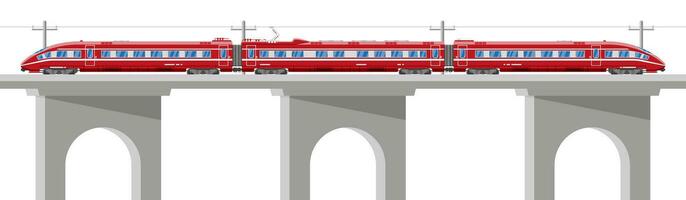 skytrain geïsoleerd Aan wit. super gestroomlijnd trein. passagier uitdrukken spoorweg locomotief. monorail spoorweg openbaar vervoer. snel vervoer metro. vlak vector illustratie