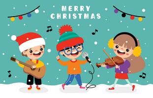tekenfilm kinderen het zingen Bij Kerstmis vector