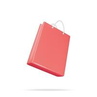 3d boodschappen doen zak geïsoleerd Aan wit achtergrond. geven realistisch geschenk tas. uitverkoop, korting of opruiming concept. online of kleinhandel boodschappen doen symbool. mode handtas. vector illustratie