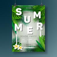 Vector zomer Beach Party Flyer illustratie met typografisch ontwerp op aard
