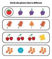 cirkel de verschillend afbeelding. leerzaam spel voor kinderen. hersenen teaser voor peuter, kleuterschool en elementair studenten. vector