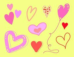 romantisch hart pictogrammen en doodles vector