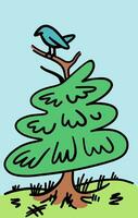 illustratie van een vogel zittend Aan een groen boom vector