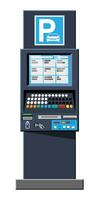 parkeren meter geïsoleerd Aan wit. ticket machine icoon. modern meter voor parkeren kavel. geautoriseerd machine. zelf onderhoud parkeren betalen. elektronisch betaling terminal. tekenfilm vlak vector illustratie