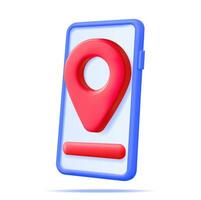 3d plaats kaart pin in smartphone geïsoleerd Aan wit. blauw GPS wijzer markeerstift icoon. GPS en navigatie symbool en telefoon. element voor kaart, sociaal media, mobiel apps. realistisch vector illustratie