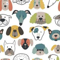 Scandinavisch naadloos patroon met hond gezichten. vector