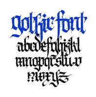 pseudo-gotisch, engels alfabet. lettertype voor tatoeage, persoonlijke en commerciële doeleinden. vector